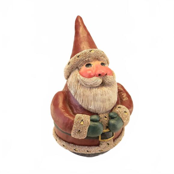 Vintage Gail Laura Folk Art Santa Figure Round Bottom 8”